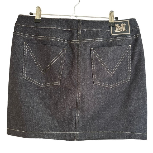 NWT MAX MARA Blue Giubba Denim Miniskirt with Logo Patch - Picture 6 of 16